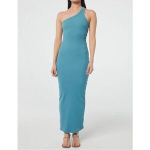 light blue silk dress Avec Les Filles Women's V-Neck Laced-Up Bias Cut Gown Dress - Aqua main image 0